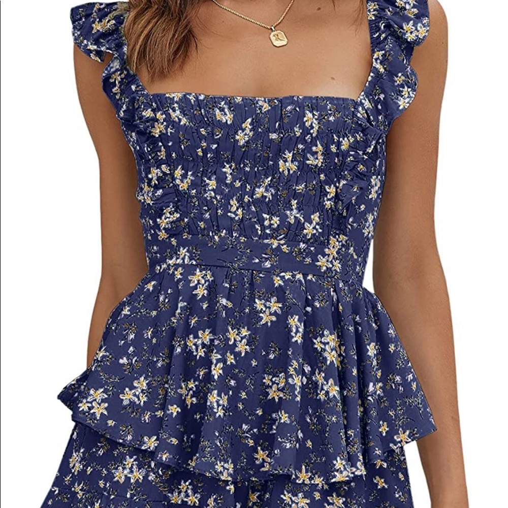 Floral romper with square top